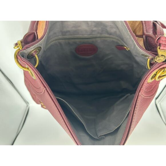 Fossil Handbag Purse Purple Pebble Leather Crossbody Or Shoulder Zip Boho Chic - Picture 11 of 16